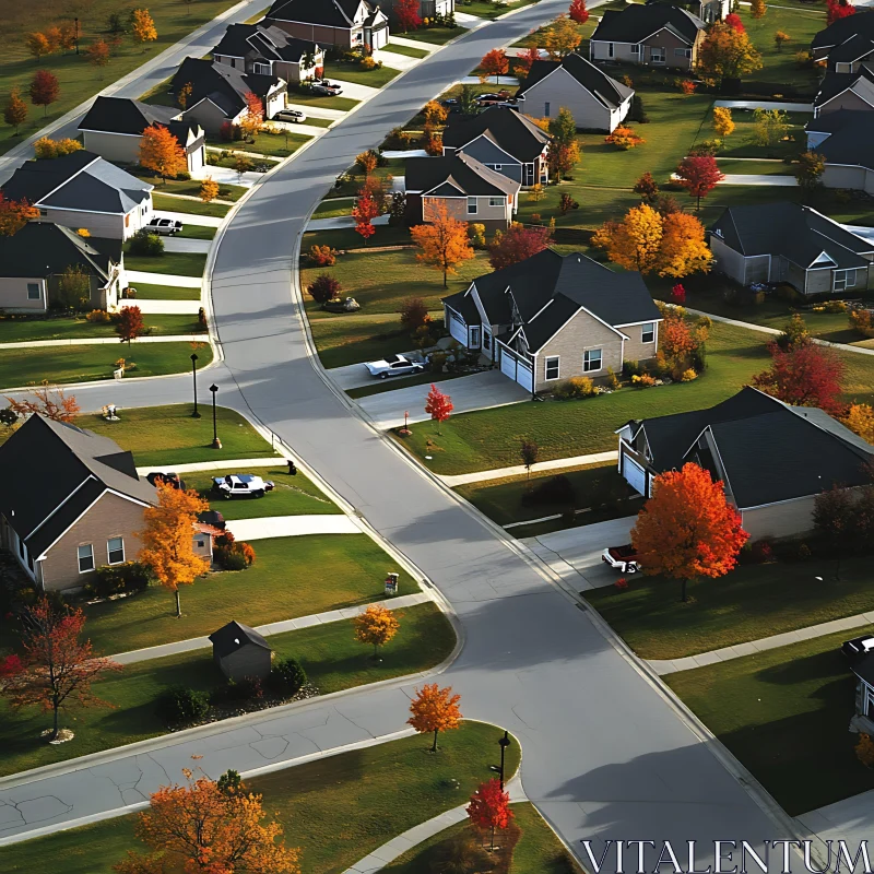 Autumn Suburb Aerial Photograph