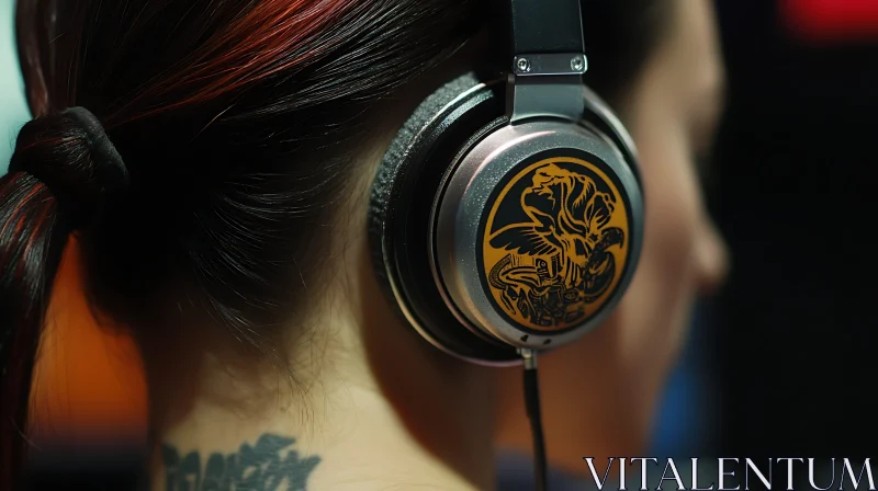 Close-Up Portrait with Designed Headphones