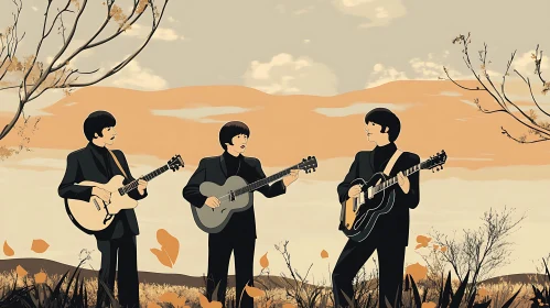 Musical Trio in Autumn Sunset