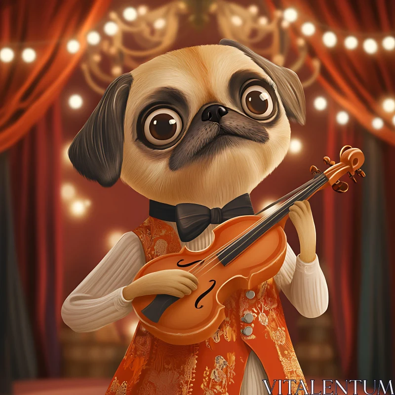 Pug Violinist in Concert AI Image