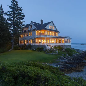 Picturesque Coastal Home in Evening Light