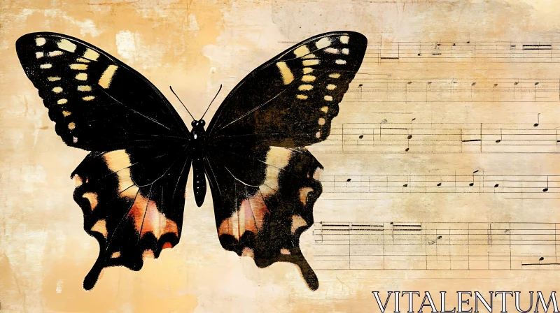 Butterfly and Music Art AI Image