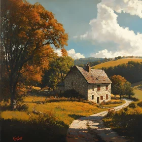 Idyllic Autumn Cottage Landscape