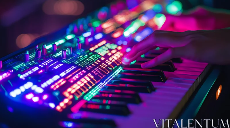 Colorful Synthesizer Keyboard Performance AI Image