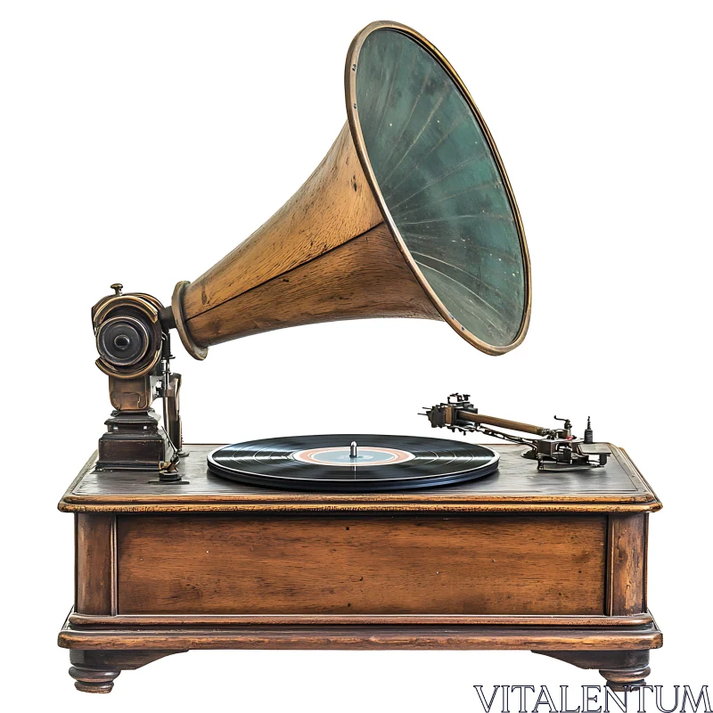 Antique Gramophone with Vinyl Record AI Image