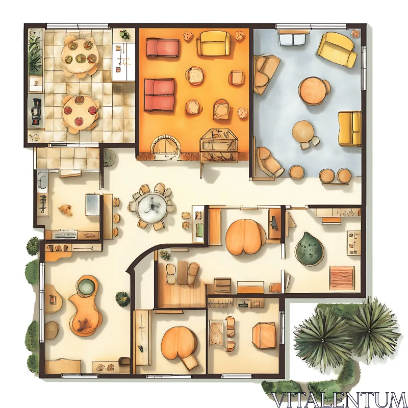 Apartment Layout with Furnishings AI Image