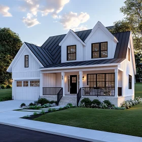 Contemporary Suburban Home with Well-Manicured Lawn