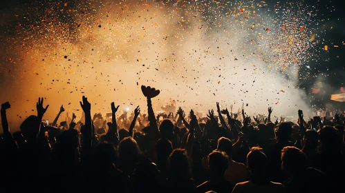 Live Concert Celebration with Confetti and Crowd