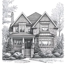 Detailed Architectural Drawing of a Suburban Home