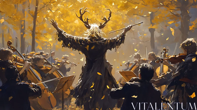 Orchestra in Autumn Forest AI Image