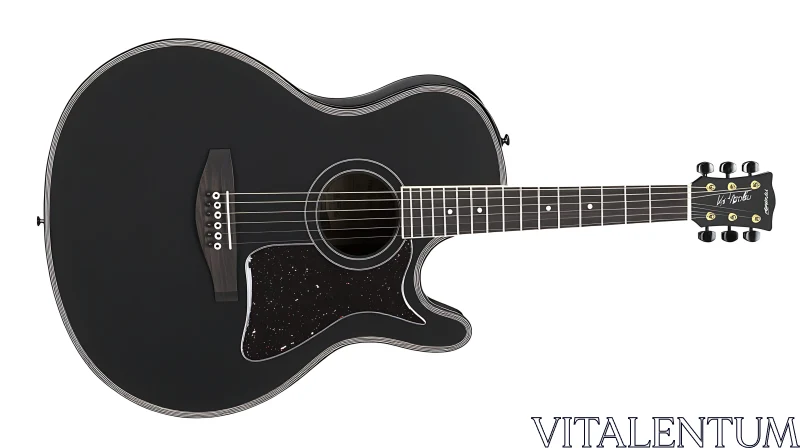 Stylish Black Acoustic Guitar AI Image