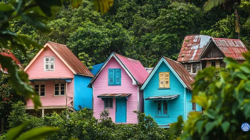 Colorful Rustic Homes Amidst Greenery