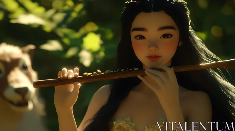 Mystical Forest Flute Player AI Image