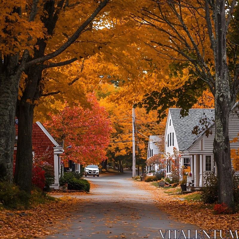 AI ART Charming Autumnal Street and Scenic Seasonal Beauty