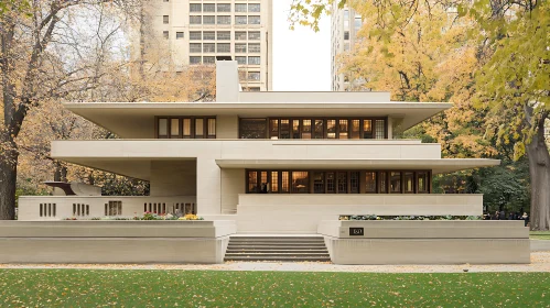 Contemporary House Surrounded by Autumn Foliage