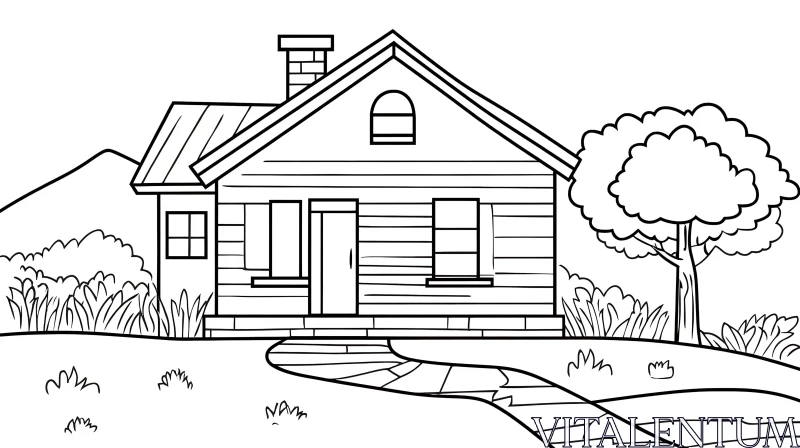 Cottage-Style House Drawing AI Image