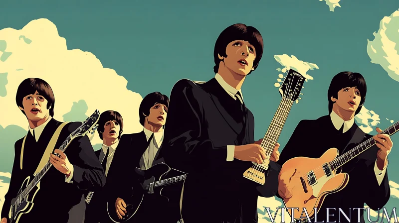 Iconic Band Cartoon Illustration AI Image