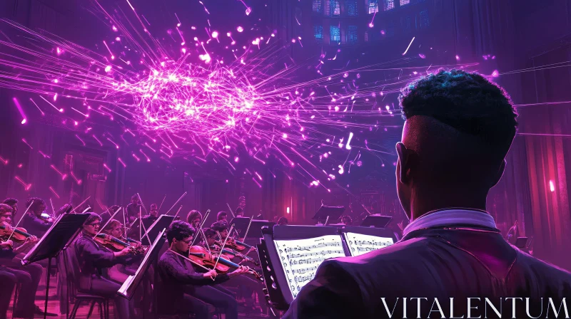 A Conductor Leading an Orchestral Symphony AI Image