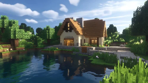 Serene Pixel Cottage in Nature