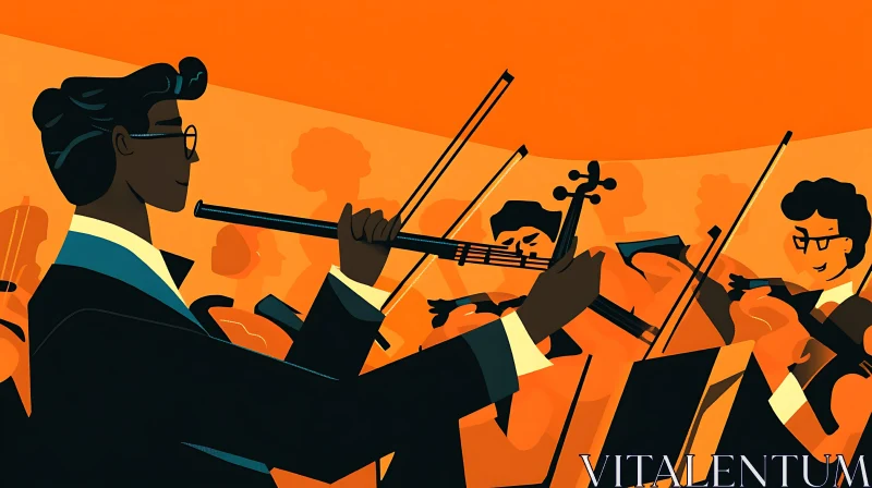 Stylized Illustration of Orchestra Concert AI Image