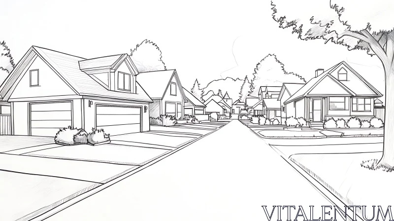 Illustration of Suburban Homes AI Image