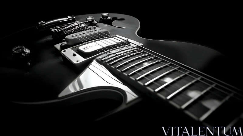 Monochrome Close-Up of Electric Guitar AI Image