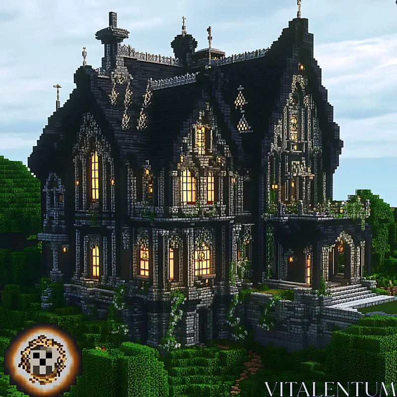 Intricate Gothic-Style Mansion in Minecraft AI Image