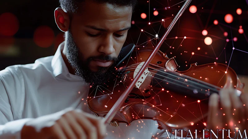 Musician with Violin in Digital Performance AI Image