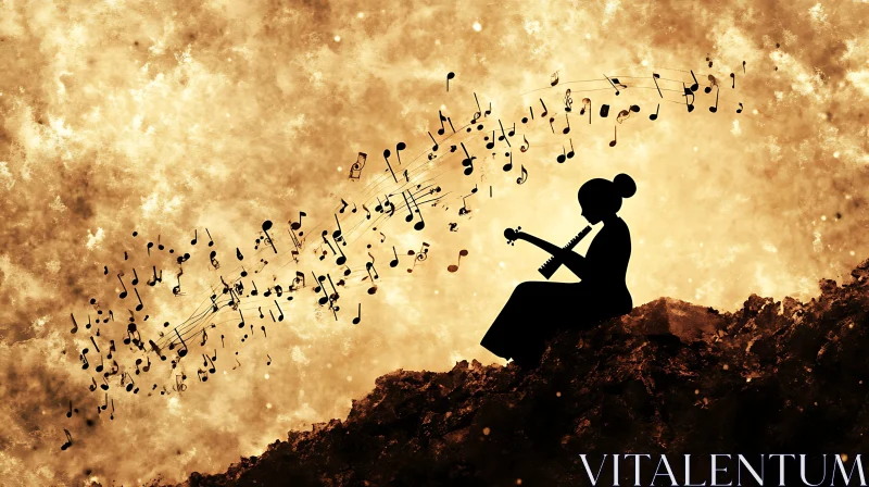 Musician Playing Instrument Silhouette AI Image