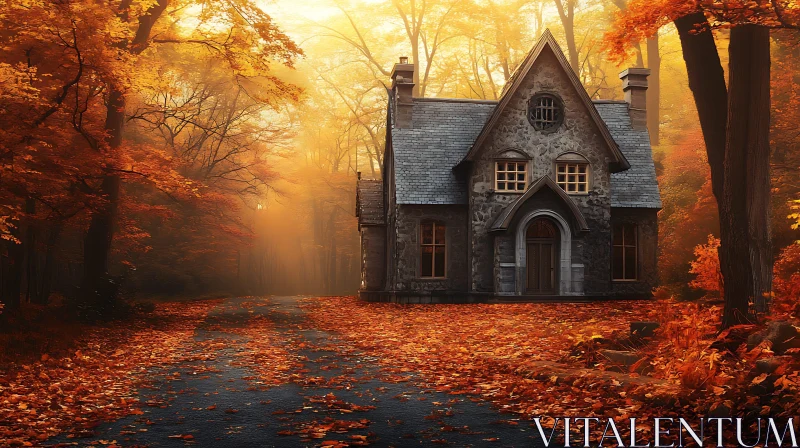 AI ART Enchanting Autumn House in the Woods