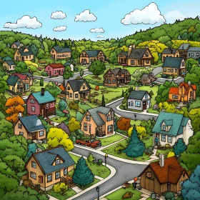 Picturesque Suburb Illustration