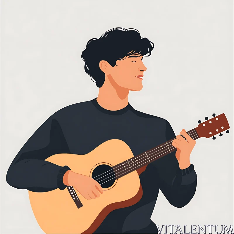 AI ART Illustration of a Guitarist in a Dark Sweater