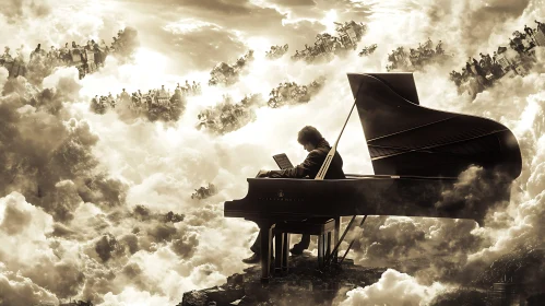 Dreamscape Pianist Floating with Music