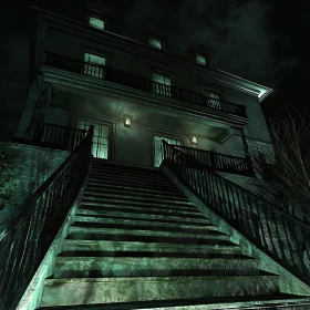 Haunted Mansion with Creepy Green Staircase