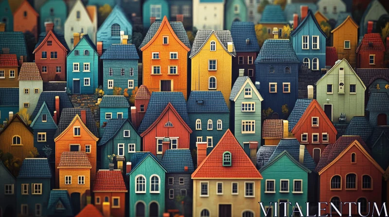 Picturesque Village with Colorful Houses AI Image