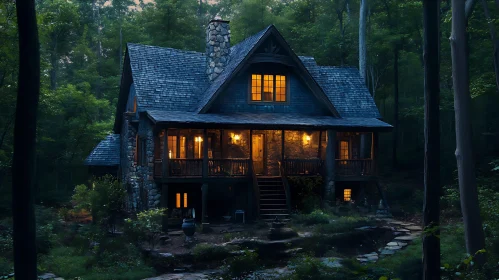 Enchanting Evening Cabin in the Forest