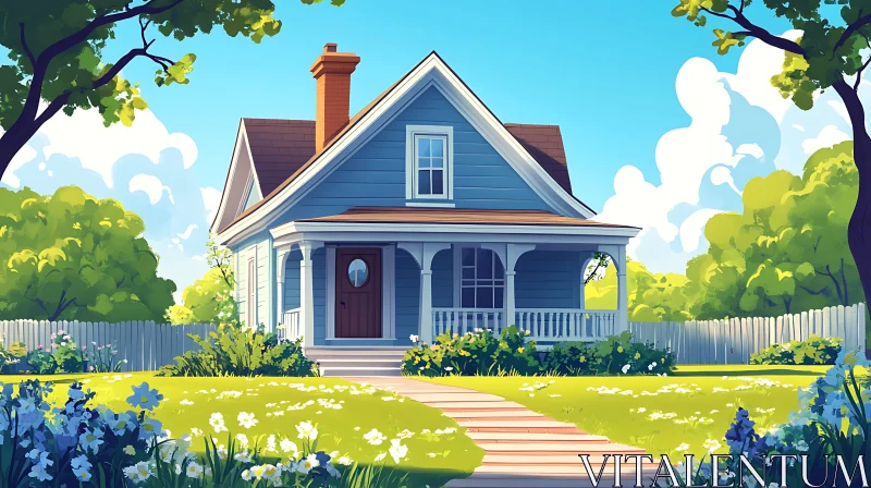 AI ART Picturesque Home with Blooming Garden