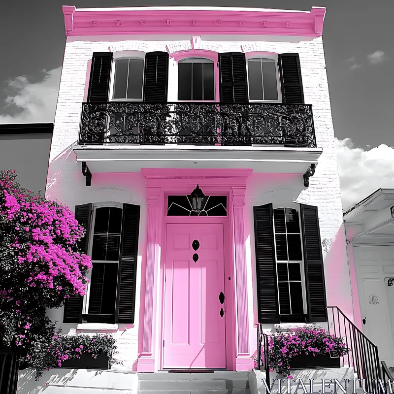 AI ART Eye-Catching Pink Facade in Urban Architecture