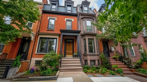 Urban Brick Townhouse with Green Landscaping