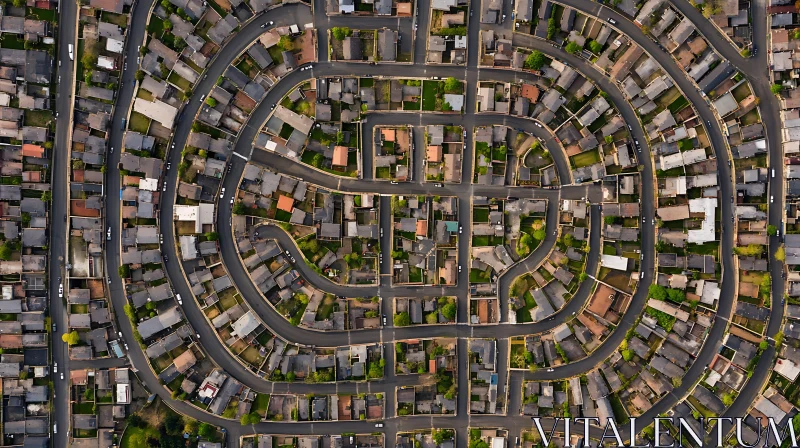 Urban Labyrinth: Aerial View of Suburban Streets AI Image