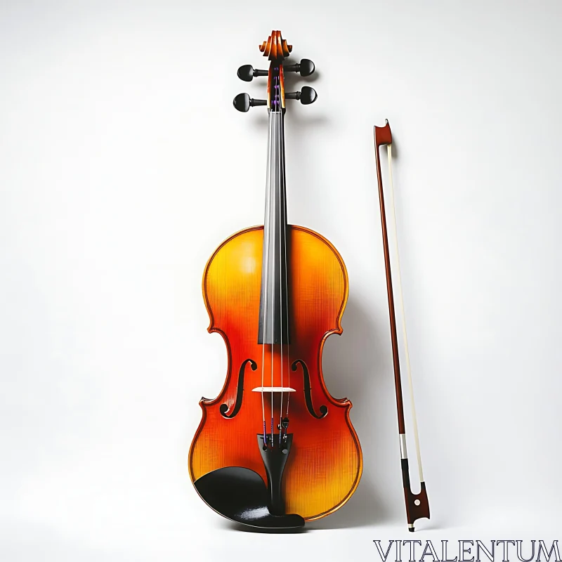 Detailed Violin with Bow in Pristine Condition AI Image