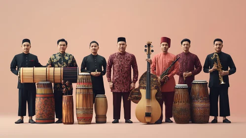 Group of Traditional Musicians with Instruments