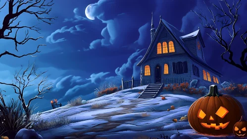Eerie Night at the Haunted House