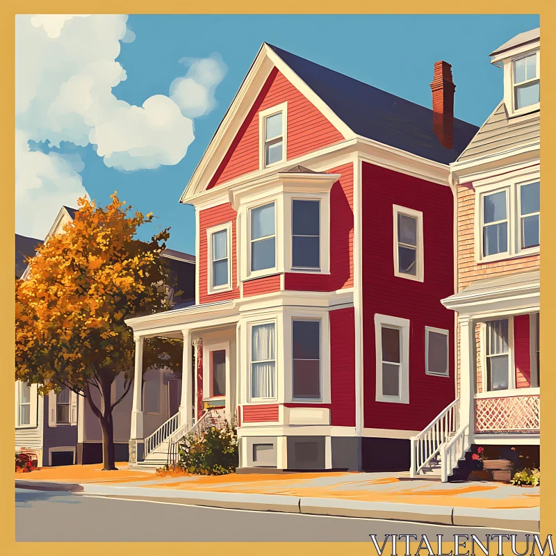 Picturesque Red House with White Trims