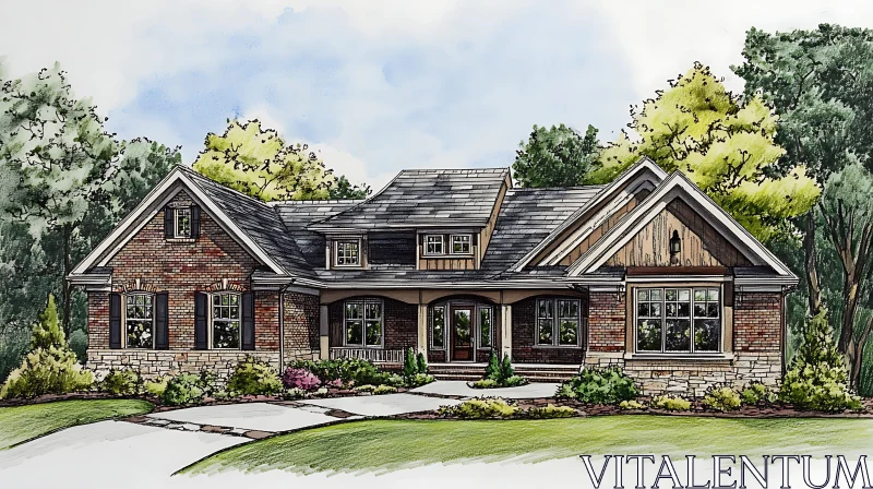 AI ART Charming Suburban Home Design with Gabled Roof