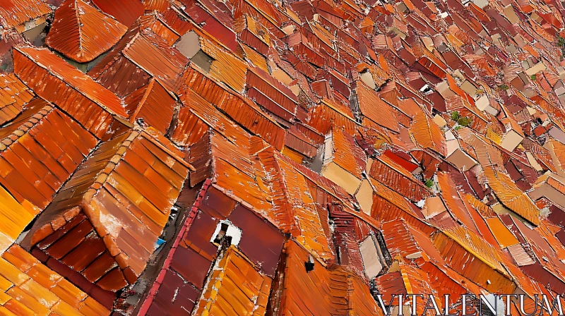 AI ART Aerial Perspective of Urban Terracotta Rooftops