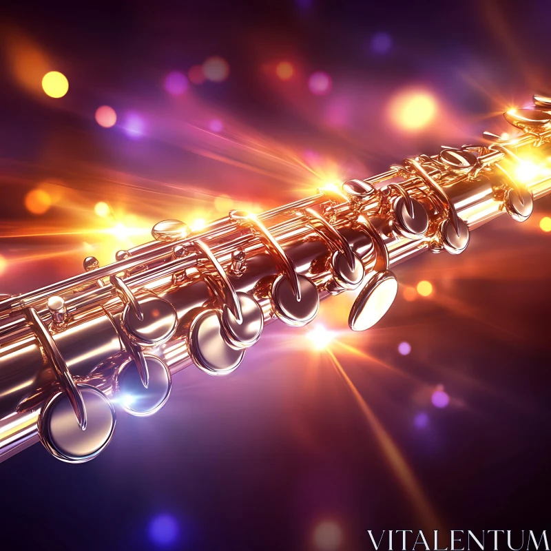 Gleaming Flute Against Radiant Lights AI Image