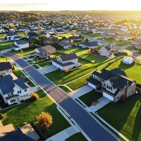 Sunlit Suburban Aerial