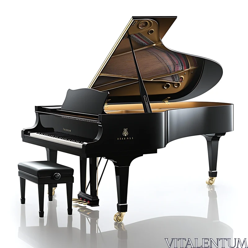 Luxury Black Grand Piano with Matching Bench AI Image