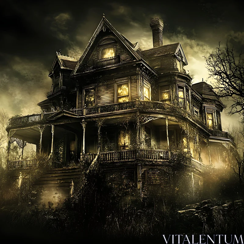 Haunted Gothic House AI Image